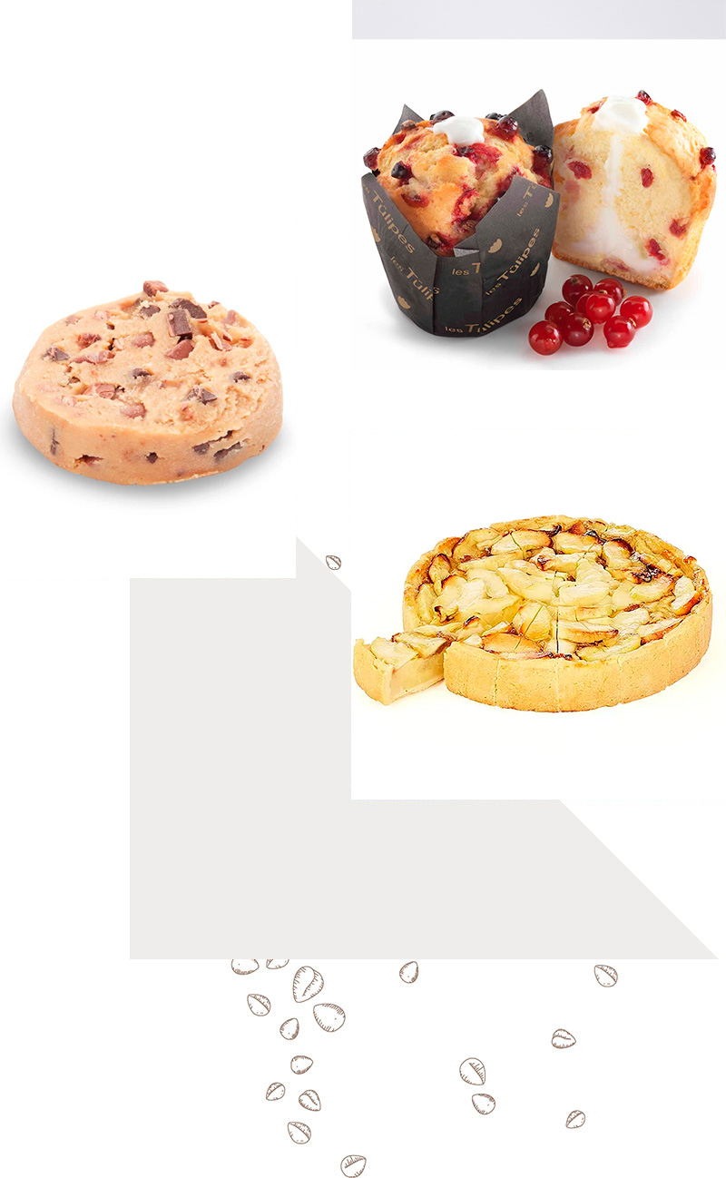 Muffins, pasta y tarta de manzana